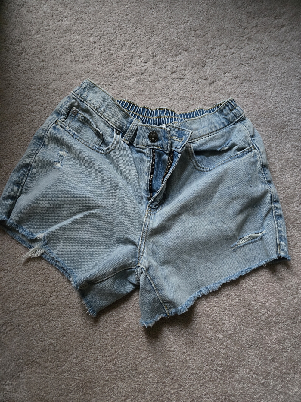 aerie Light Blue Distressed Denim Daydream Shorts Size Small NWT